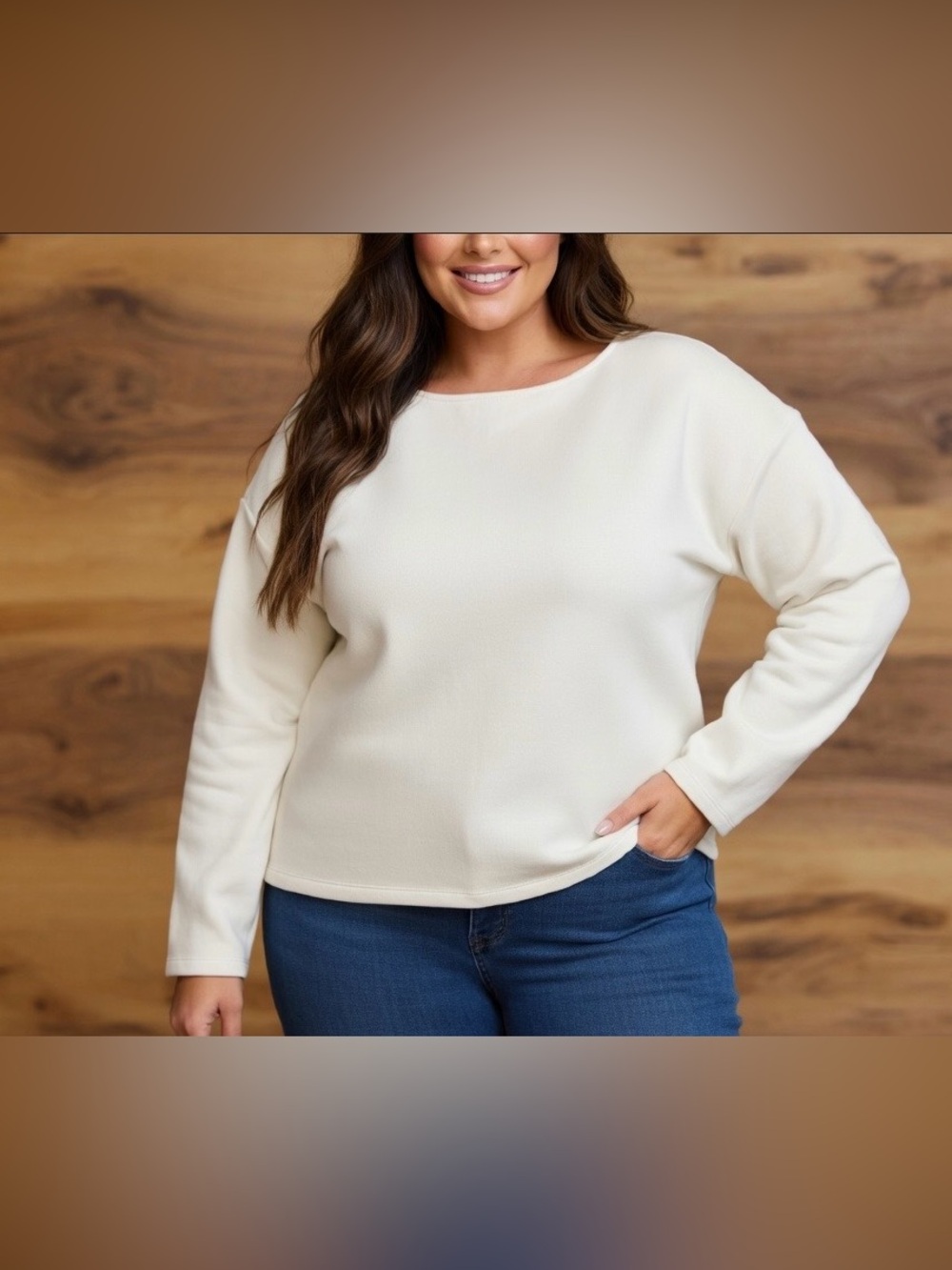 SPANX Air Essentials Boat Neck Long Sleeve Shirt Top in Powder Ivory 3X $118